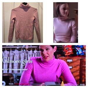 Charter Club Luxury Cashmere pink turtle neck Petite Small Gilmore style